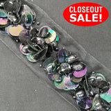 CLOSEOUT! Iridescent Sequins and Beads on Black and White Mesh Trim, COT-002