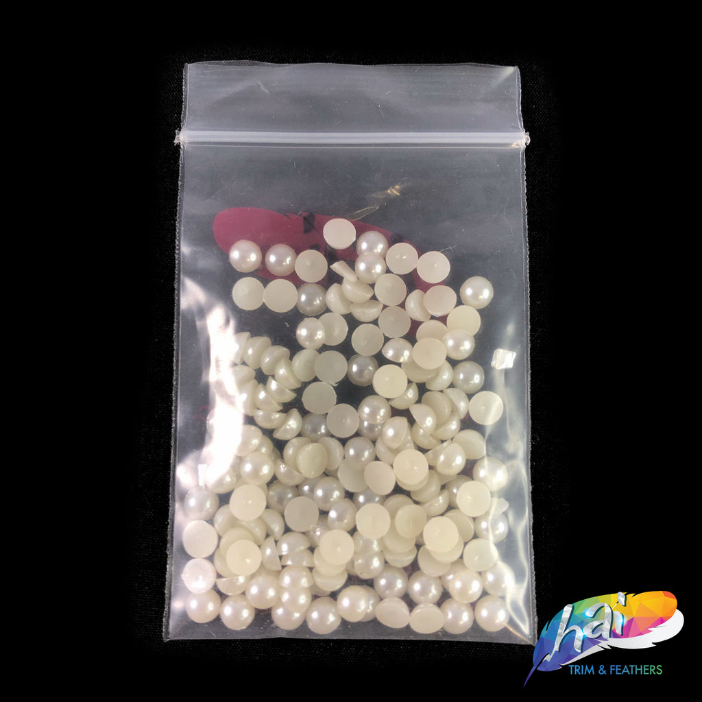 5mm Acrylic Off White Flat Back Pearls-0409-78