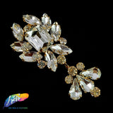 Crystal Glass Rhinestone Applique on Gold Metal Setting, YH-255