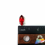 7x15mm Red Cateye Sew-on Rhinestone w/ Metal Setting