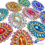 Oval Rhinestone Medallion Gel-Back Iron On Applique, IRA-134