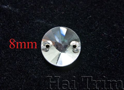 8mm Round Crystal Sew-on Rhinestones