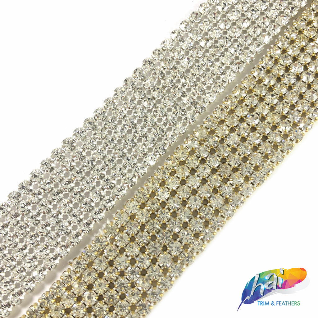 Gold Rhinestone Banding (6 Line) (Color: Clear/Gold) - Shine Trim