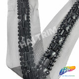 1 1/8" Beaded Acrylic Stone Trim with Mesh (Sold by Yard Piece), ACR-005