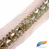 1 1/8" Beaded Acrylic Stone Trim with Mesh (Sold by Yard Piece), ACR-005