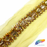 1 1/8" Beaded Acrylic Stone Trim with Mesh (Sold by Yard Piece), ACR-005