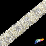 2” Ivory Pearl Beaded Rhinestone Trim on Felt, ACR-007