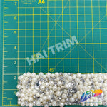 2” Ivory Pearl Beaded Rhinestone Trim on Felt, ACR-007