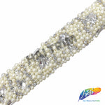 2” Ivory Pearl Beaded Rhinestone Trim on Felt, ACR-007