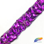 1" Beaded Color Stone Trim on Mesh, ACR-002