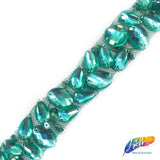 1" Beaded Color Stone Trim on Mesh, ACR-002