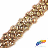 SALE! 1 3/4" Champagne/Peach Beaded Rhinestone Trim, ACR-039