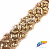 SALE! 1 3/4" Champagne/Peach Beaded Rhinestone Trim, ACR-039