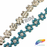 SALE! 3/4" Turquoise Flower Acrylic Stone Trim, ACR-067
