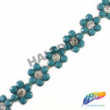 SALE! 3/4" Turquoise Flower Acrylic Stone Trim, ACR-067
