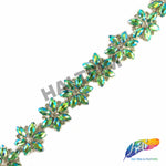 7/8" Green AB Flower Rhinestone Trim, ACR-070