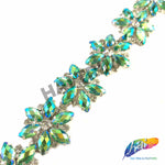 7/8" Green AB Flower Rhinestone Trim, ACR-070