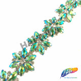 7/8" Green AB Flower Rhinestone Trim, ACR-070