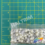 1 3/4” Ivory Pearl Beaded Acrylic Trim with Mesh, ACR-075