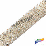2” Pearl Beaded Sequins Rhinestone Trim on Double Felt, ACR-076
