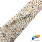 2” Pearl Beaded Sequins Rhinestone Trim on Double Felt, ACR-076
