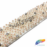 2” Pearl Beaded Sequins Rhinestone Trim on Double Felt, ACR-076