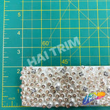 2” Pearl Beaded Sequins Rhinestone Trim on Double Felt, ACR-076
