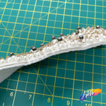 2” Pearl Beaded Sequins Rhinestone Trim on Double Felt, ACR-076