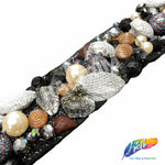 1 3/4" Multi Beaded Chunky Trim on Felt (21 inches), ACR-077