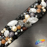 1 3/4" Multi Beaded Chunky Trim on Felt (21 inches), ACR-077
