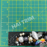 1 3/4" Multi Beaded Chunky Trim on Felt (21 inches), ACR-077