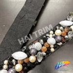 1 3/4" Multi Beaded Chunky Trim on Felt (21 inches), ACR-077