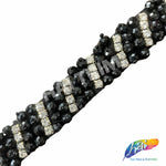 1" Black/Crystal Diagonal Beaded Rhinestone Trim, ACR-078