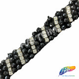 1" Black/Crystal Diagonal Beaded Rhinestone Trim, ACR-078