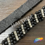 1" Black/Crystal Diagonal Beaded Rhinestone Trim, ACR-078