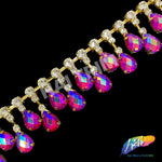 SALE! 1 1/4" Color AB Dangling Rhinestone Trim, ACR-016