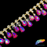SALE! 1 1/4" Color AB Dangling Rhinestone Trim, ACR-016