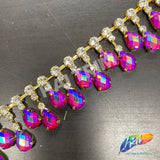 SALE! 1 1/4" Color AB Dangling Rhinestone Trim, ACR-016