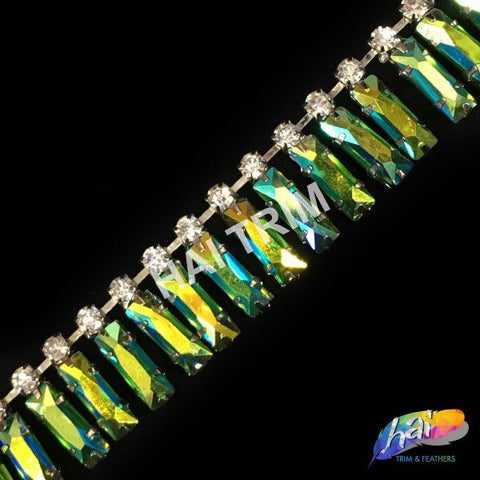 SALE! 3/4" Color AB Dangling Rectangle Stone Trim, ACR-017
