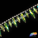 1 3/8" Dangling Iridescent Teardrop Rhinestone Trim, ACR-021