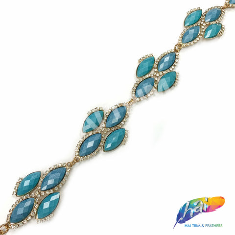SALE! 1 1/2" Matte Turquoise Diamond Acrylic Stone Trim, ACR-042
