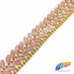SALE! 1 1/4" Pink AB/Topaz Leaf Acrylic Stone Trim, ACR-044
