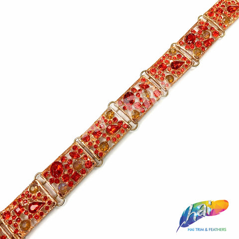 SALE! 5/8" Red/Rose Gold Rectangle Acrylic Stone Trim, ACR-045