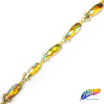 3/8" Color AB Teardrop Stone Trim with Crystal Rhinestones, ACR-051