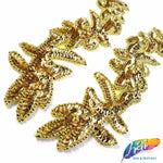 Metallic Beaded Sequins Applique, B-7 (Sold by Pair)