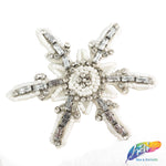 White Star Rhinestone Beaded Applique, BA-052