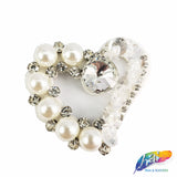 Heart Rhinestone Beaded Applique w/ Sequin and Pearl, BA-053