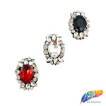 Oval Rhinestone Applique on Felt Backing, BA-056