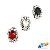 Oval Rhinestone Applique on Felt Backing, BA-056