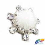 Colorful Glass Beaded Applique with Fur, BA-065